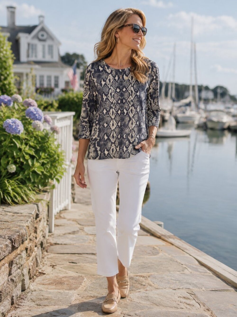 J. McLaughlin Catalina Cloth snakeprint top